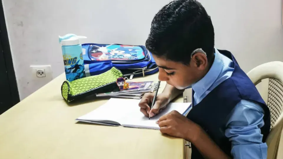 Editorial photograph illustrating Gaza children with sight and hearing disabilities face severe barriers to specialist schooling