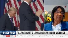 Editorial photograph illustrating Nobel laureate Navi Pillay criticizes Trump’s rhetoric