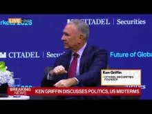 Editorial photograph illustrating Ken Griffin urges US growth push tied to stronger European economy