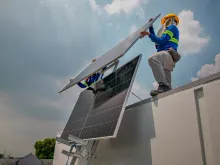 Editorial photograph illustrating Philippines solar installs surge as energy cost crisis deepens