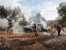 Editorial photograph illustrating Palestinians Injured in West Bank Violence