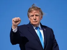 Editorial photograph illustrating Trump's Approval Hits New Low Among Hispanic Voters