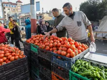 Editorial photograph illustrating Israel Blocks Commercial Goods to Gaza; Hamas Denies Tax Claims