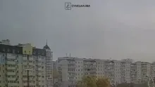 Editorial photograph illustrating Russian Glide Bomb Bounces Off Sumy Apartment, Lands in Reservoir