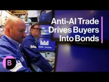 Editorial photograph illustrating AI selloff revives Treasuries as a hedge—but credit markets split the trade