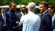 Editorial photograph illustrating French federation chief urges end to Mbappé row after China apology