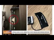 Editorial photograph illustrating OpenAI engineer charged after hidden recorder found in executive conference room