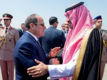 Editorial photograph illustrating Egypt's Sisi Seeks Approval for Defense Aid to Saudi Arabia
