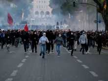 Editorial photograph illustrating Albanian Prime Minister Blames “Foreign Hands” as Student Protests Escalate