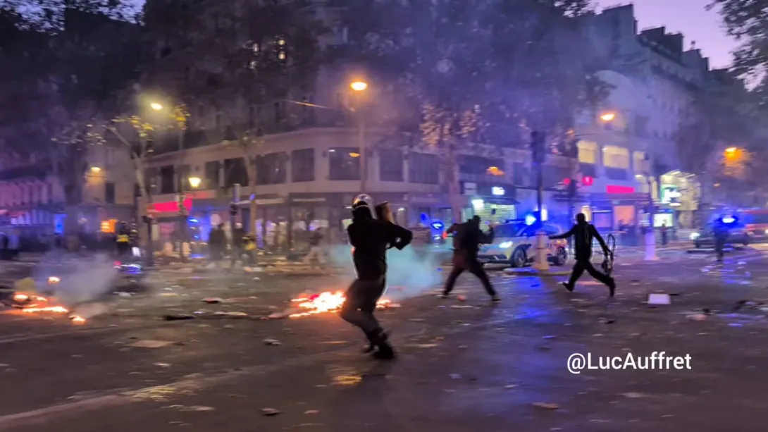 Editorial photograph illustrating Clashes Erupt at Paris Protest on October 17, 2026