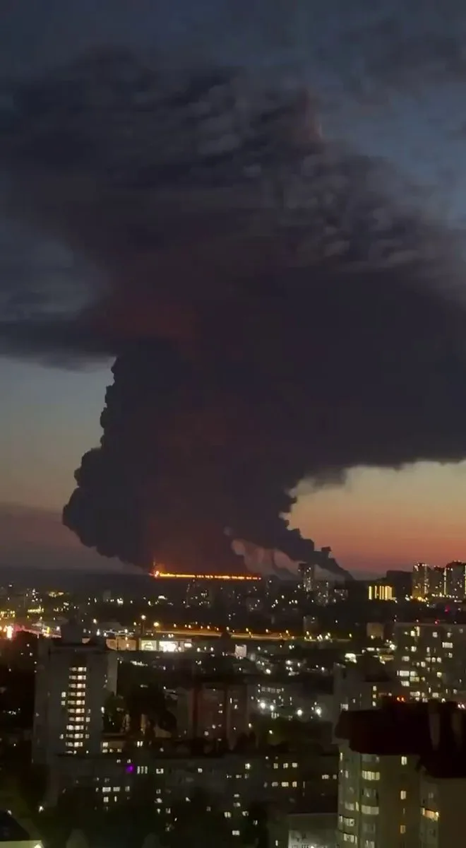 Editorial photograph illustrating Oil Tanker Ablaze Off Sochi After Suspected Ukrainian Drone Strike
