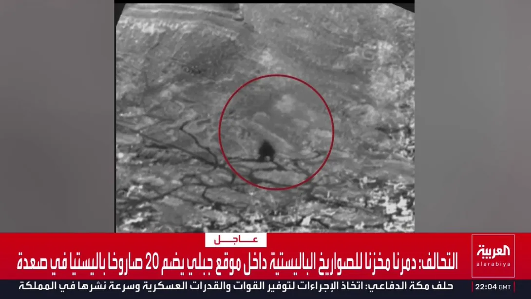 Editorial photograph illustrating Arab Coalition Destroys Missile Stockpile in Yemen