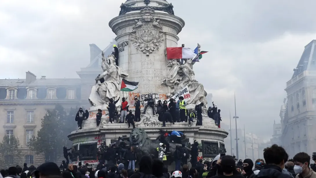 Editorial photograph illustrating France’s school protests expose a crisis of political representation