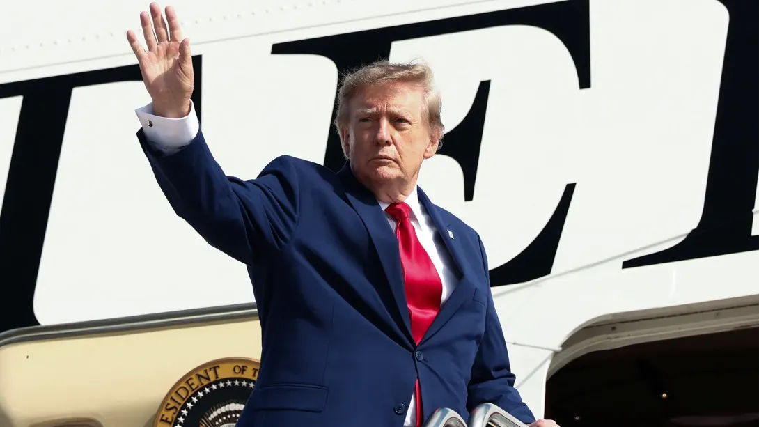 Editorial photograph illustrating Trump urges press secretary Katie Zacharia to reconsider role amid backlash