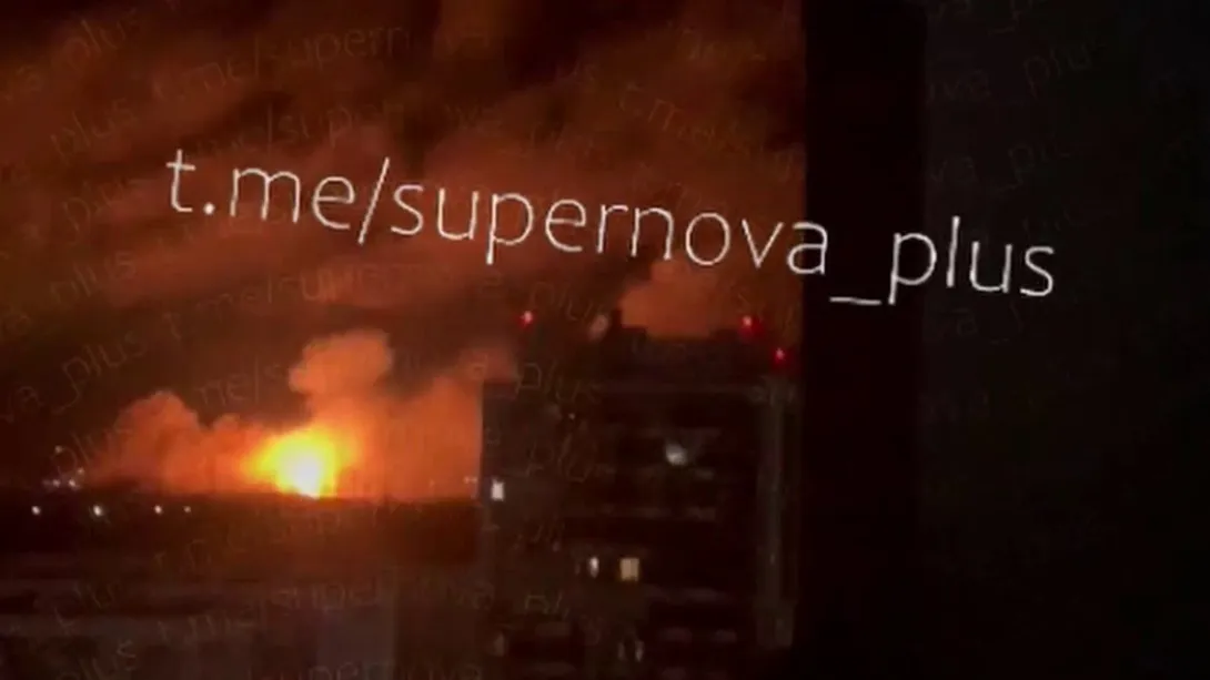 Editorial photograph illustrating Ukrainian Drones Allegedly Hit VK Data Center, Causing Fire and Disruptions