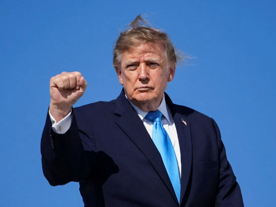 Editorial photograph illustrating Trump's Approval Hits New Low Among Hispanic Voters