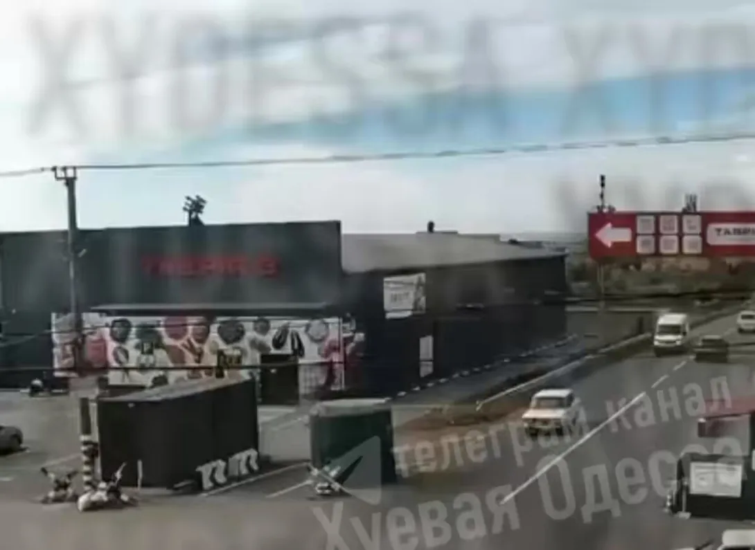 Editorial photograph illustrating Russian Drone Strike Hits Odessa Supermarket