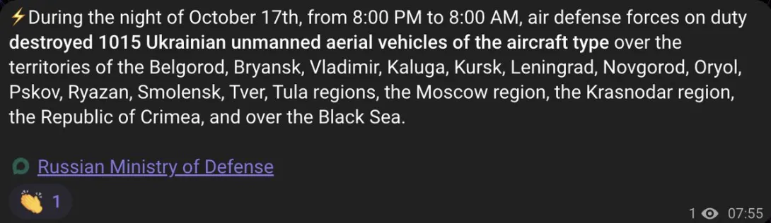 Editorial photograph illustrating Russia says it downed 1,015 Ukrainian drones as strikes hit St. Petersburg sites
