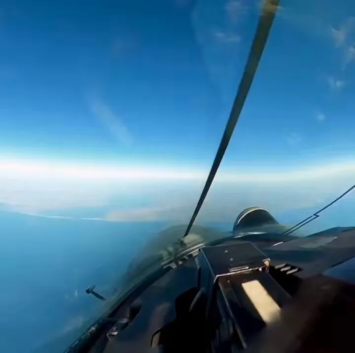Editorial photograph illustrating Ukrainian MiG-29 Shoots Down Russian Drone Over Black Sea