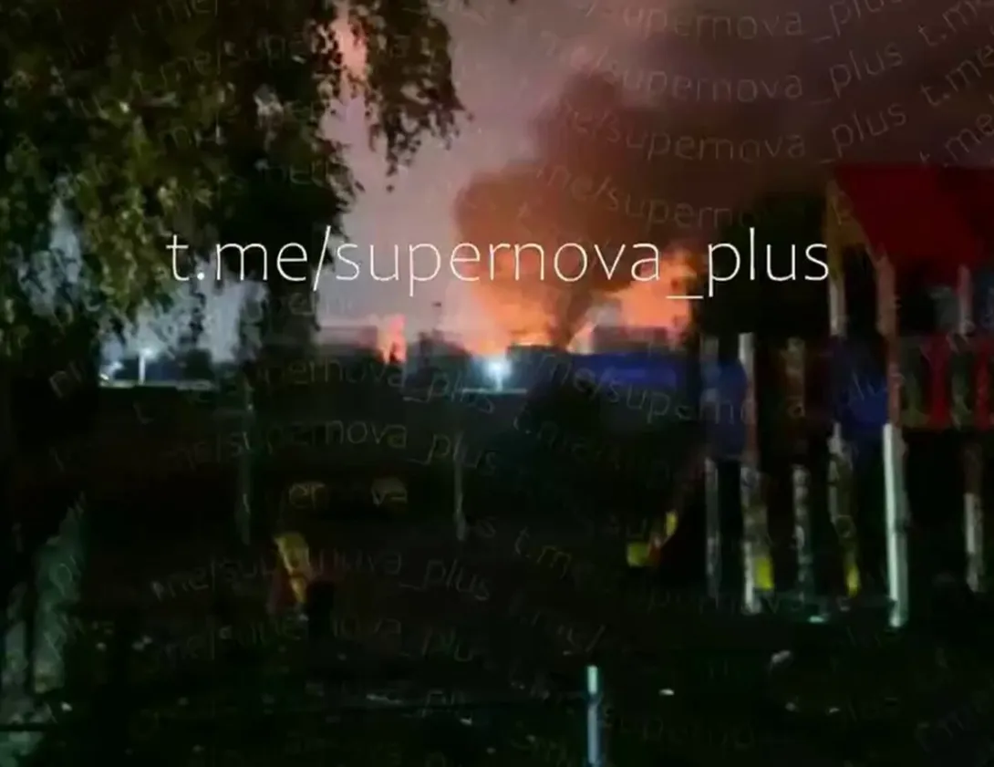 Editorial photograph illustrating Ukrainian Drones Strike Russian Fuel Hub